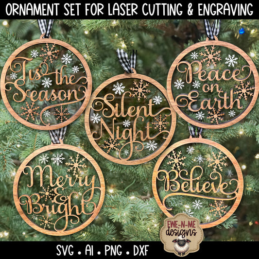 Christmas Words Ornaments | Laser Cut SVG Files