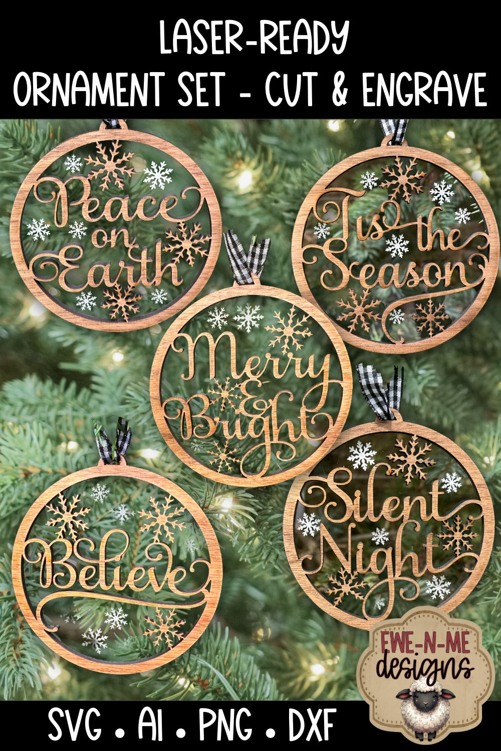 Laser Ready Believe Ornaments | Laser Cut SVG Files