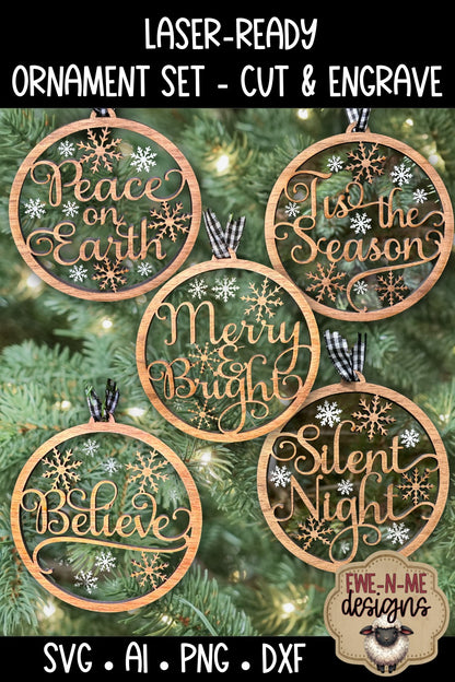 Christmas Words Ornaments | Laser Cut SVG Files