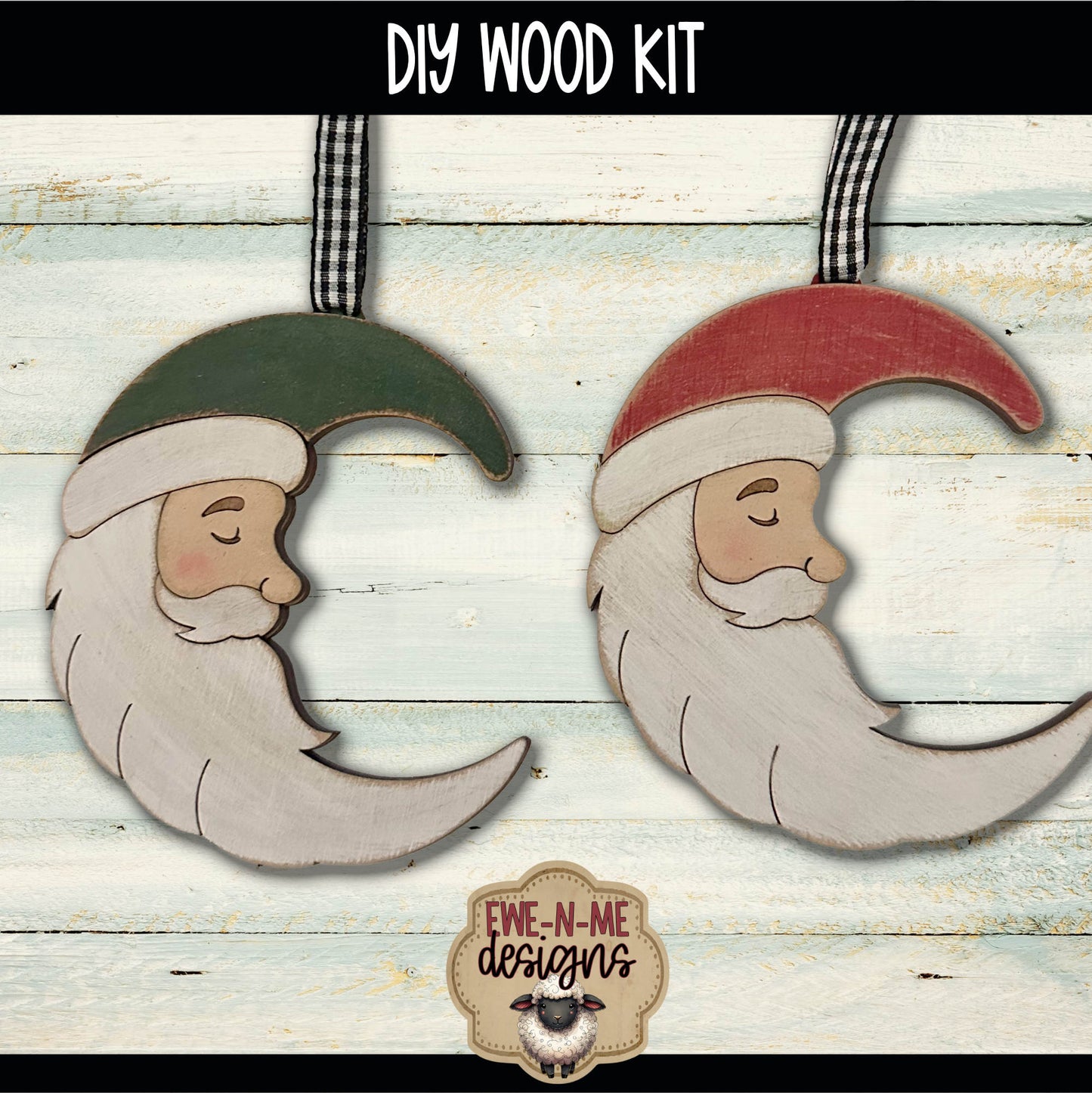 Crescent Moon Santa Ornament | DIY WOOD KIT