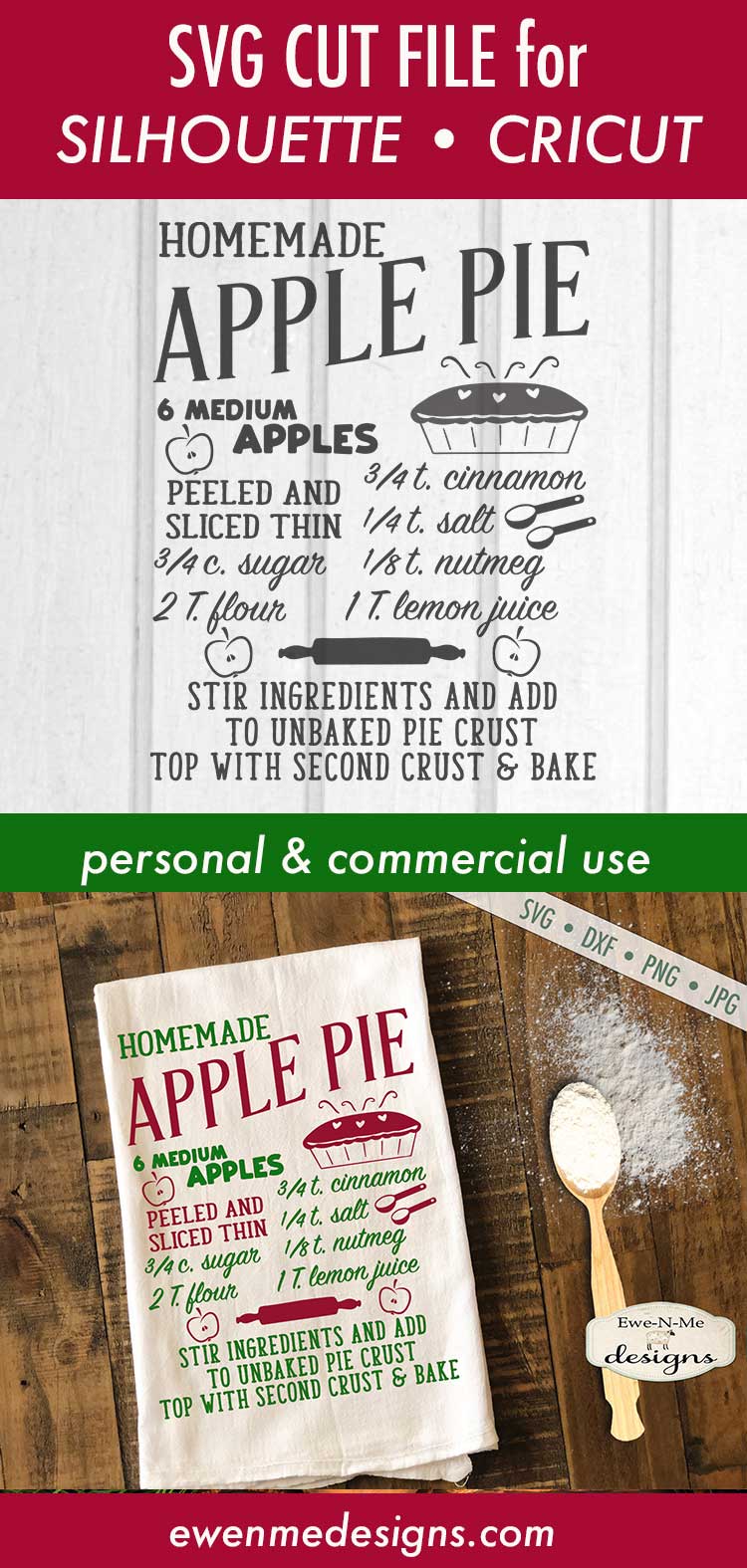 Apple Pie Recipe - Kitchen - SVG