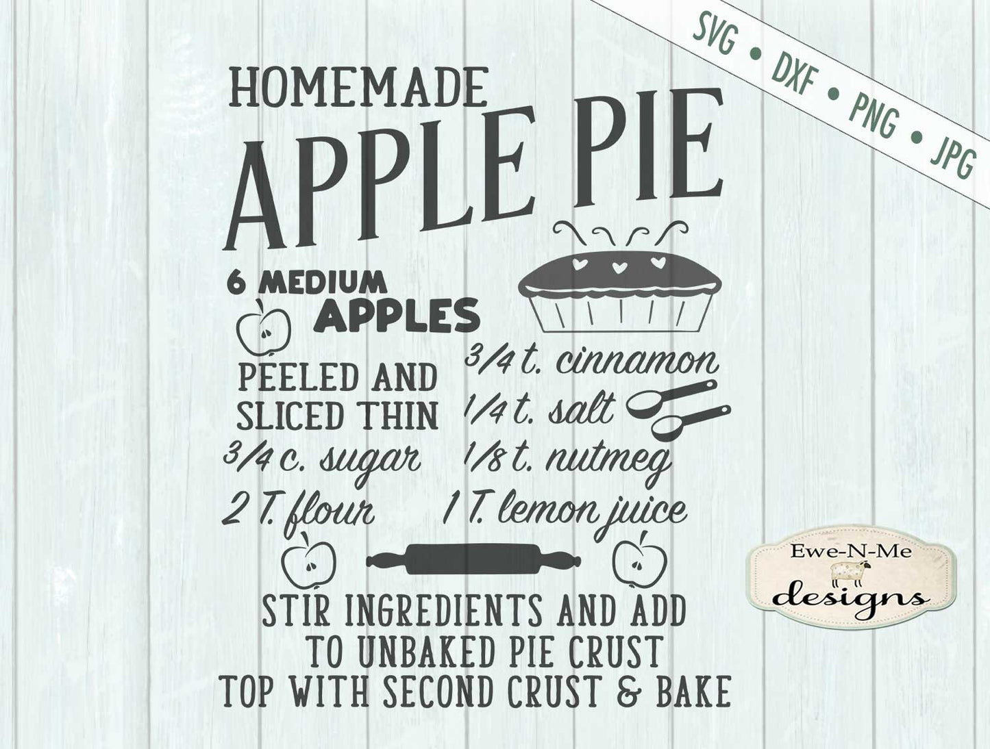 Apple Pie Recipe - Kitchen - SVG