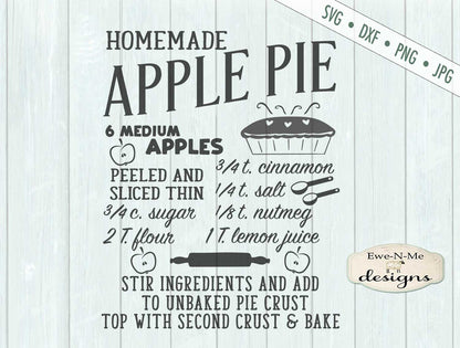 Apple Pie Recipe - Kitchen - SVG