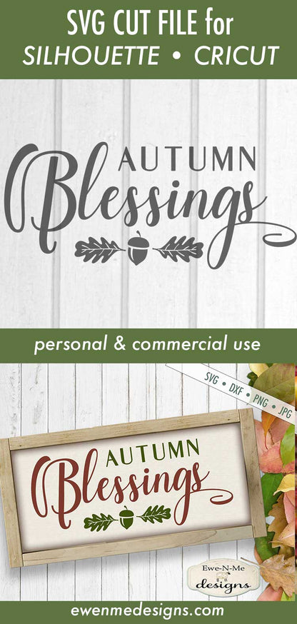 Autumn Blessings - Fall Leaves - SVG