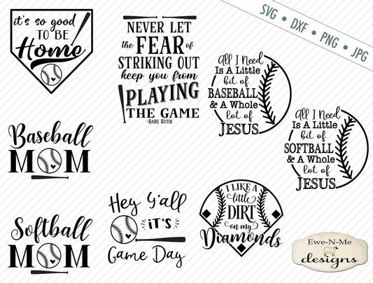 Baseball Softball Cutting File Bundle Pack - SVG