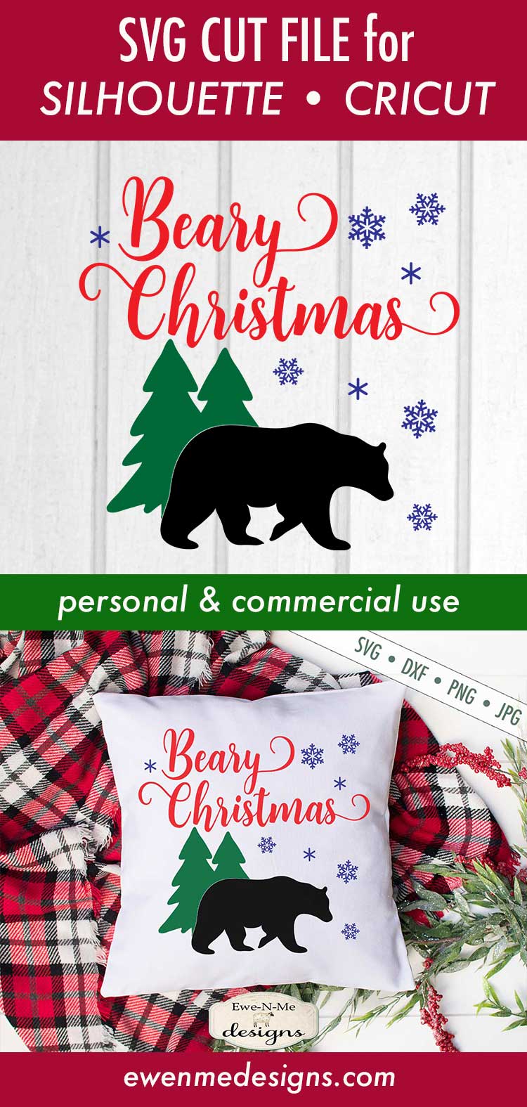 Beary Christmas - Winter - Snowflake - SVG