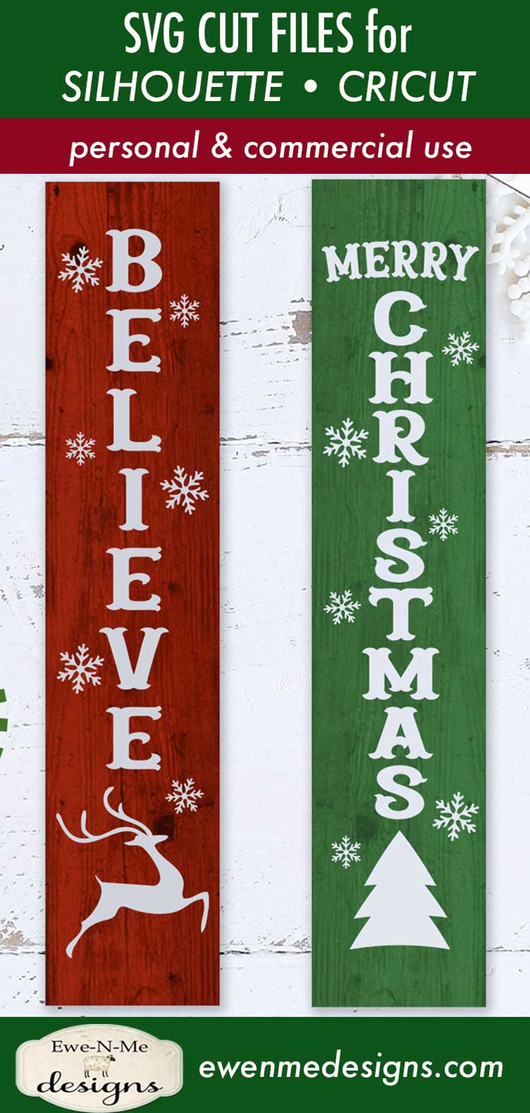 Merry Christmas - Believe Vertical - SVG