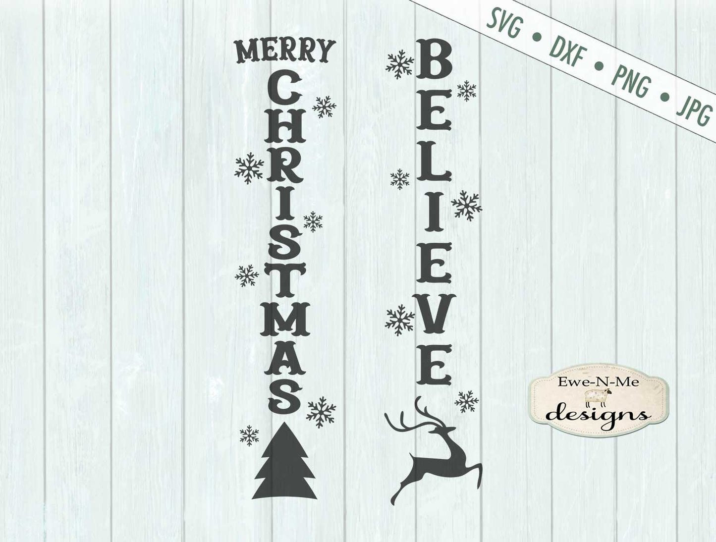 Merry Christmas - Believe Vertical - SVG