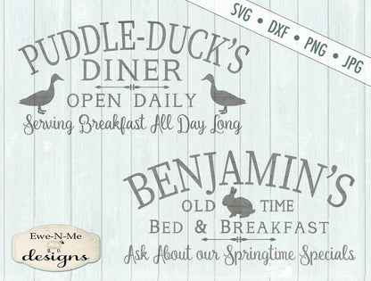 Benjamin's Bed Breakfast, Puddle-Duck's Diner - Easter - SVG