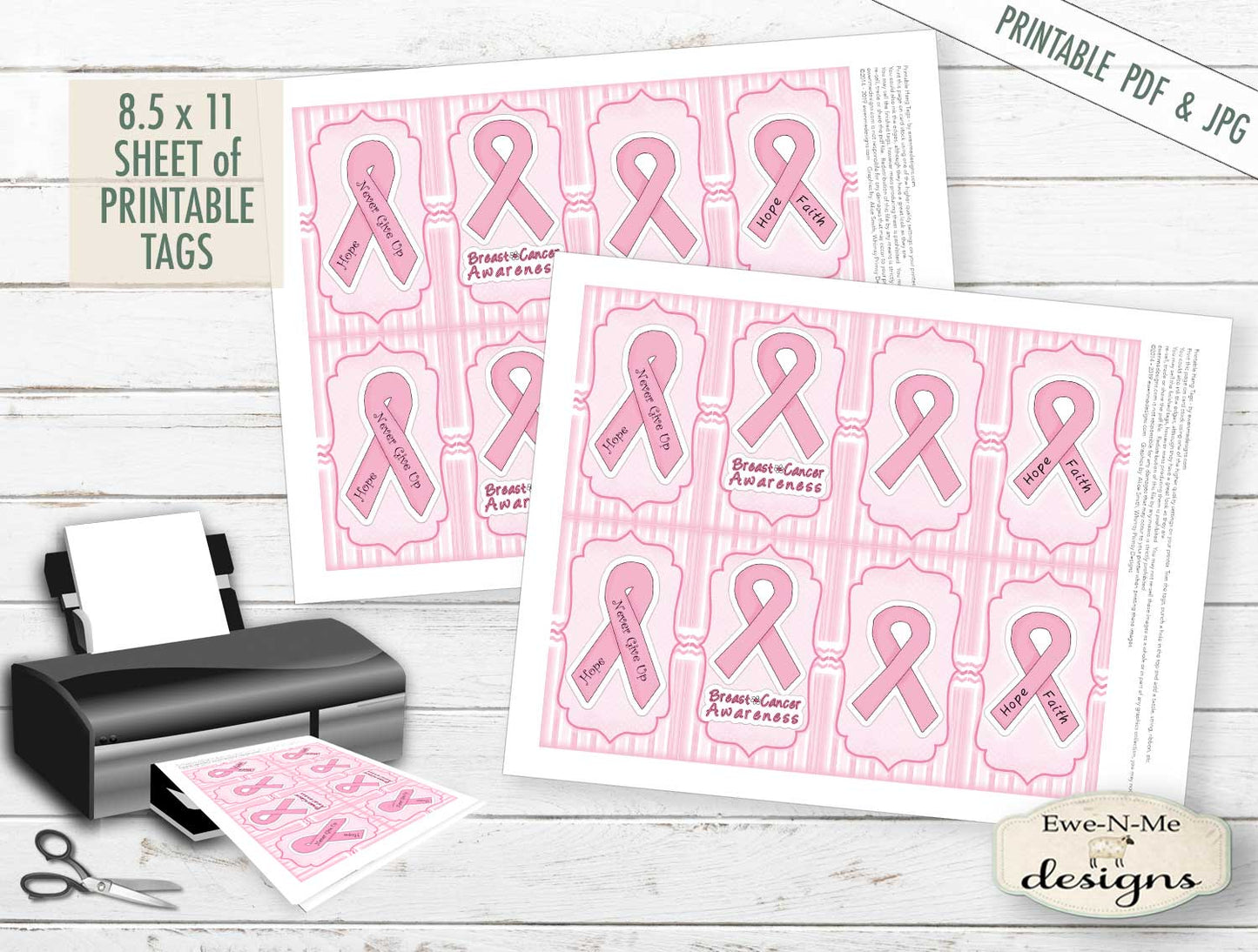 Breast Cancer Awareness Tags - PRINTABLE