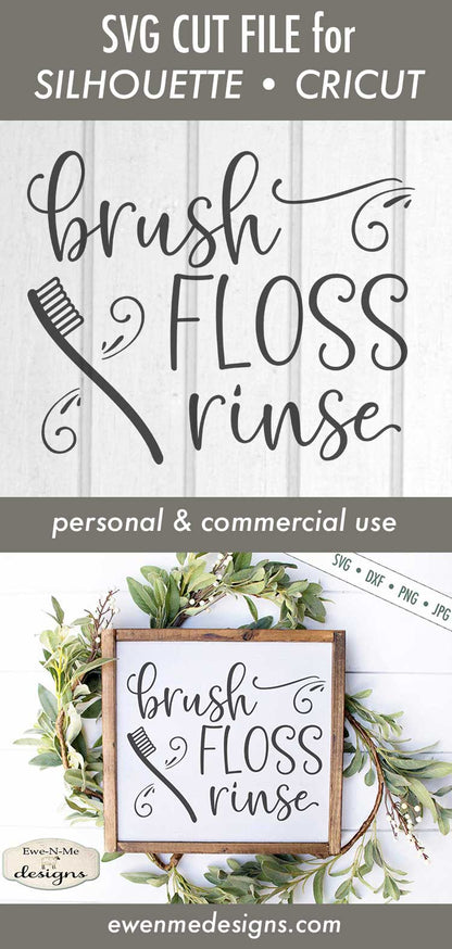 Brush Floss Rinse - Bathroom - SVG