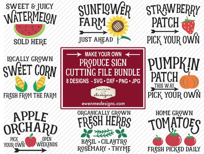 Produce Sign SVG Bundle - Farm