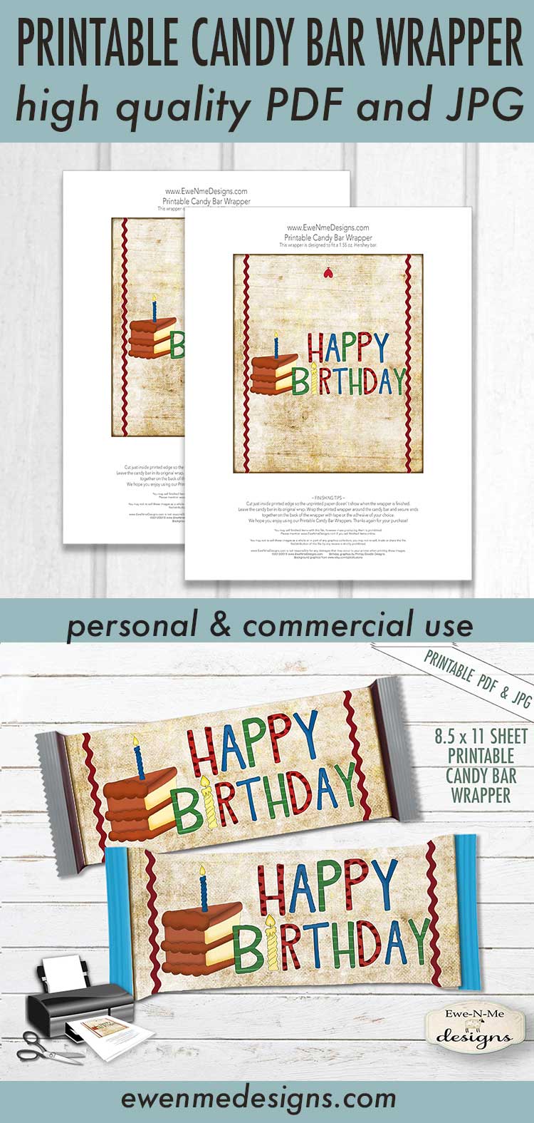 Happy Birthday Hershey Wrapper - PRINTABLE