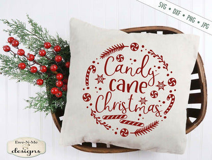 Candy Cane Christmas - Wreath - SVG