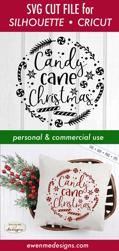 Candy Cane Christmas - Wreath - SVG