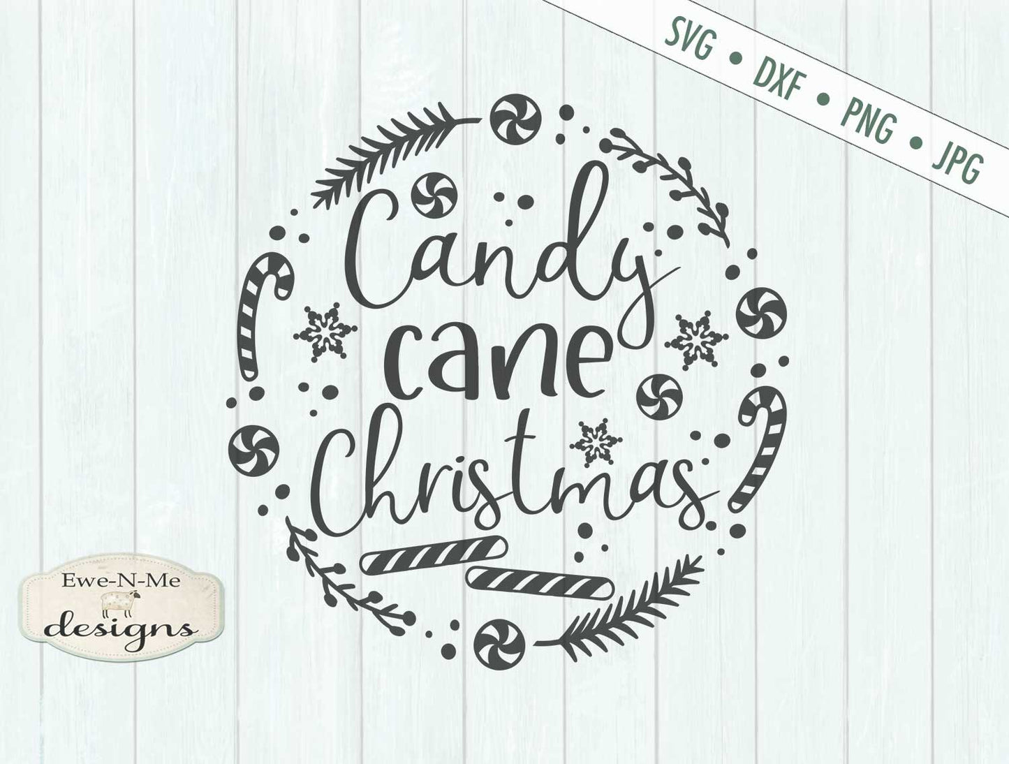 Candy Cane Christmas - Wreath - SVG