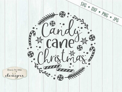 Candy Cane Christmas - Wreath - SVG