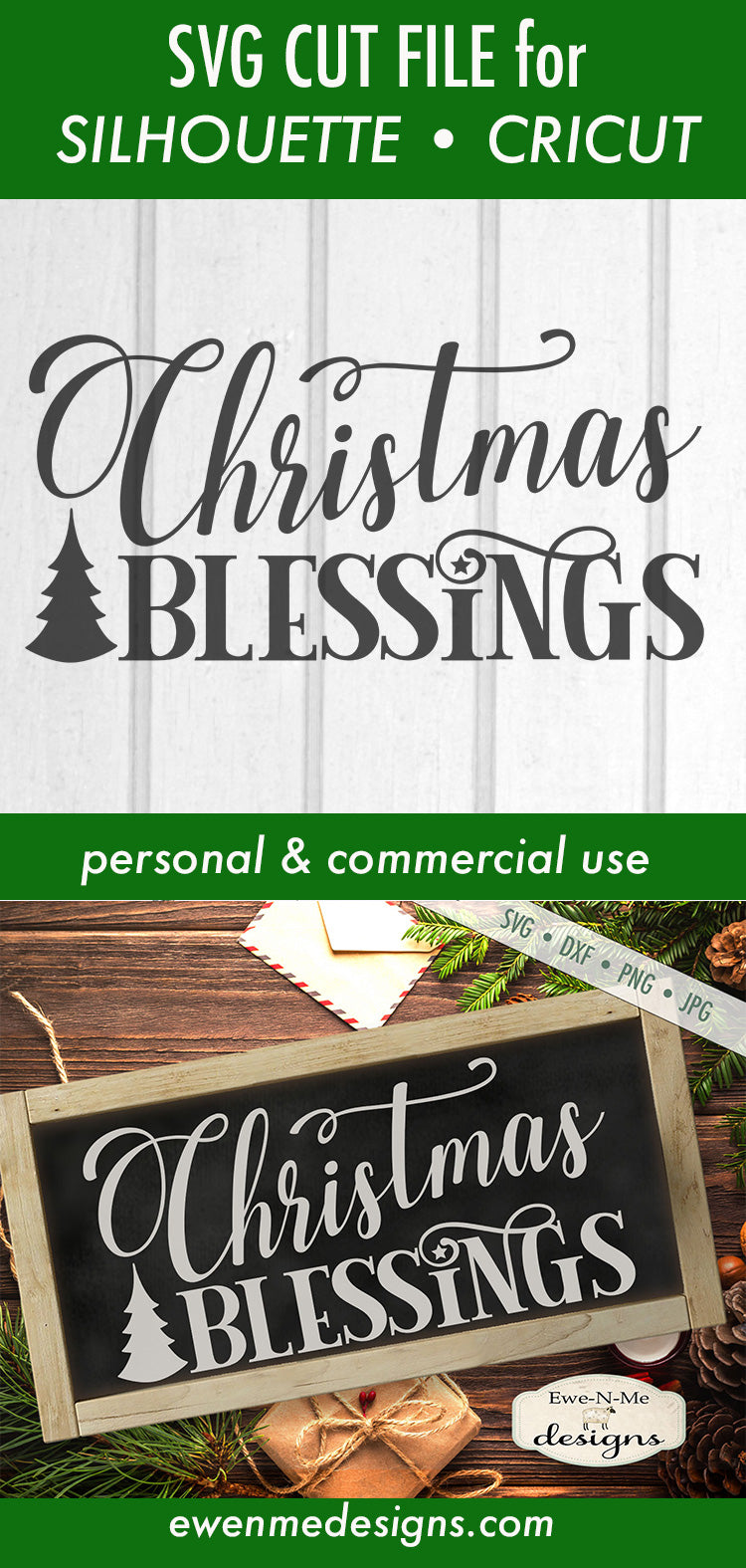 Christmas Blessings - Tree - SVG