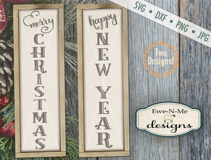 Merry Christmas - Happy New Year Vertical - SVG