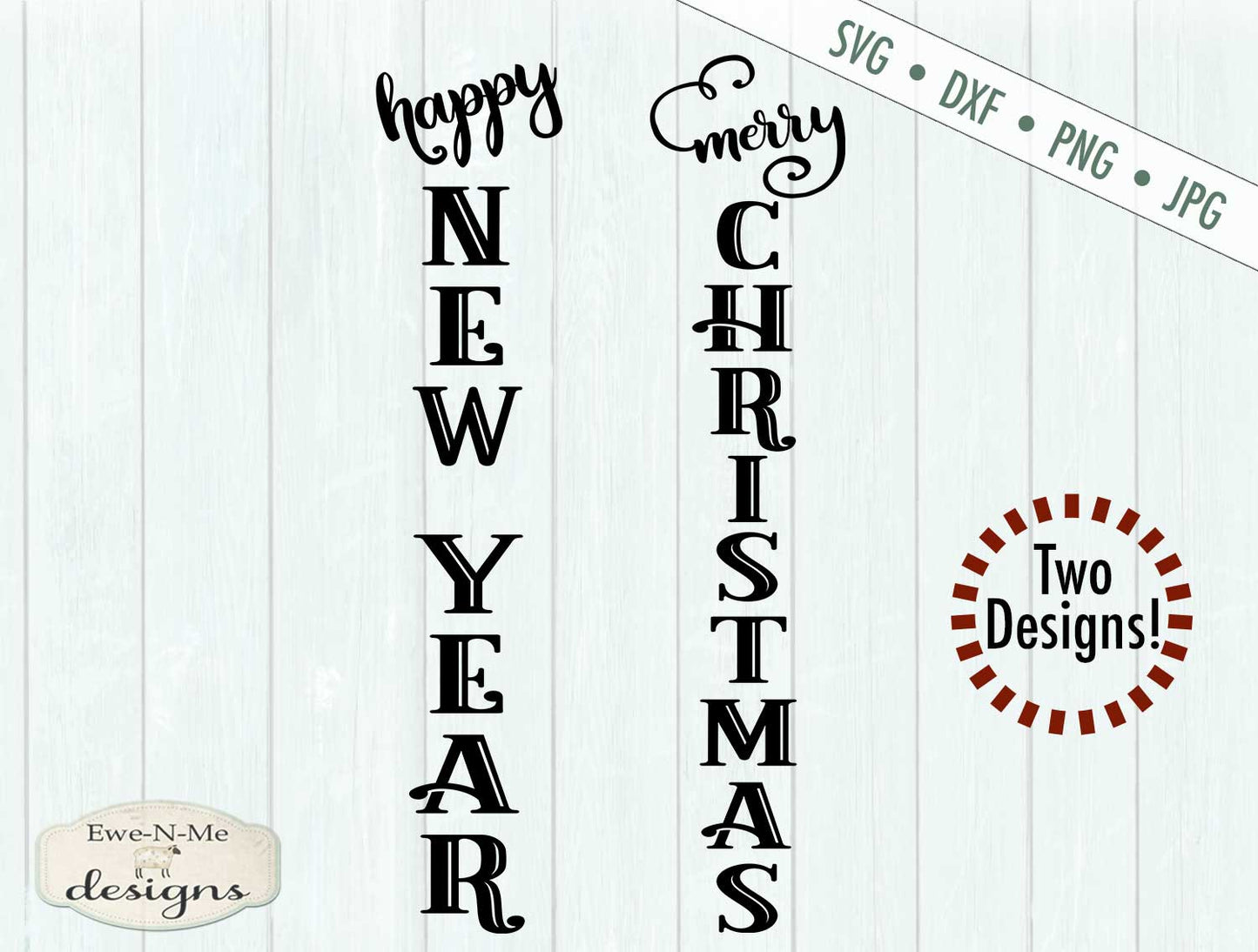 Merry Christmas - Happy New Year Vertical - SVG