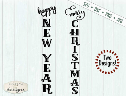Merry Christmas - Happy New Year Vertical - SVG