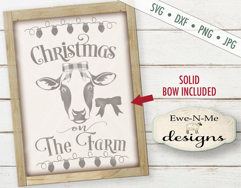 Christmas on the Farm Cow with Lights - SVG