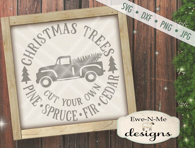 Christmas Trees Truck Round - SVG