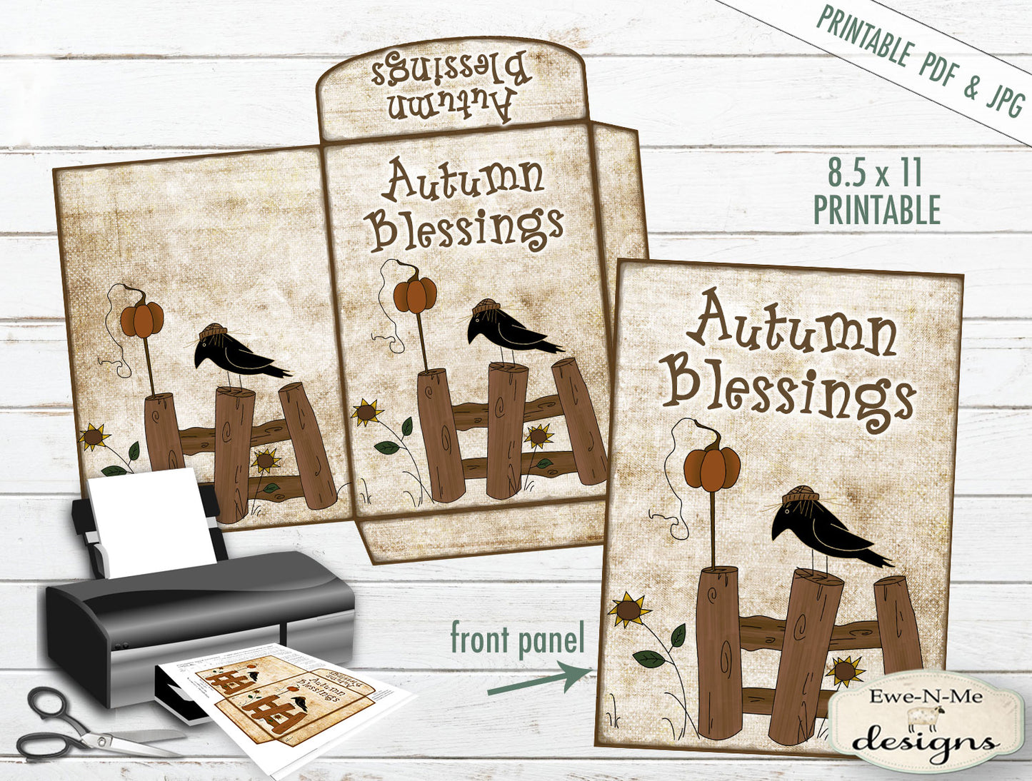 Autumn Blessings - Cocoa/Seed Envelope - PRINTABLE