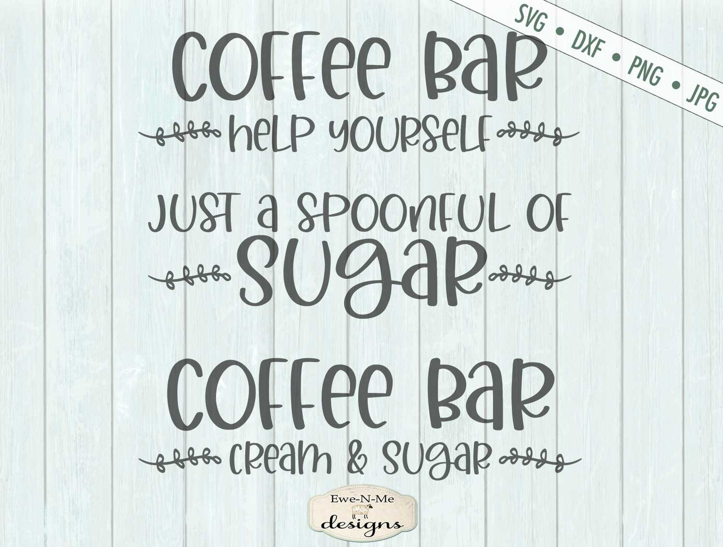 Coffee Bar Mini Bundle - Coffee Cream Sugar - SVG