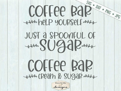 Coffee Bar Mini Bundle - Coffee Cream Sugar - SVG