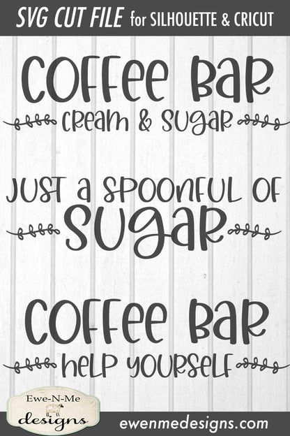 Coffee Bar Mini Bundle - Coffee Cream Sugar - SVG