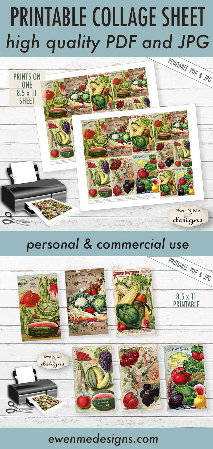 Victorian Seed Pack Collage Sheet  - PRINTABLE