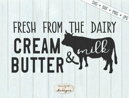 Cream Butter and Milk - Fresh Dairy - SVG