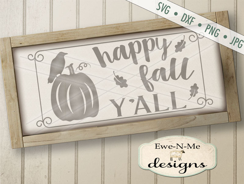 Happy Fall Y'all Pumpkin Crow - SVG