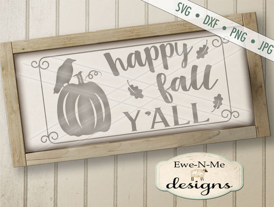 Happy Fall Y'all Pumpkin Crow - SVG