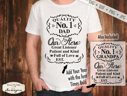 Fathers Day - No. 1 Dad Grandpa - Label - SVG