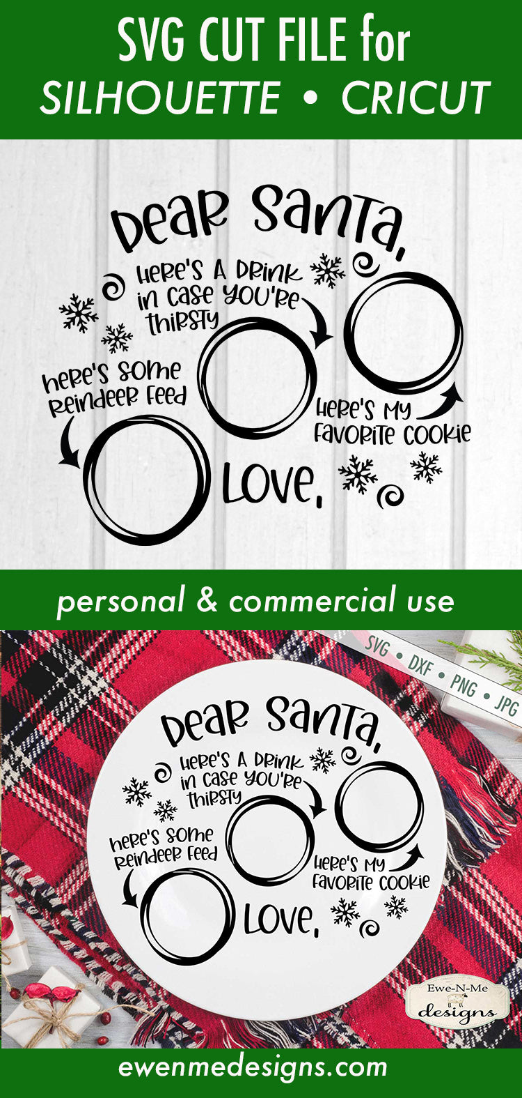 Christmas Eve Plate - Dear Santa - Christmas - SVG