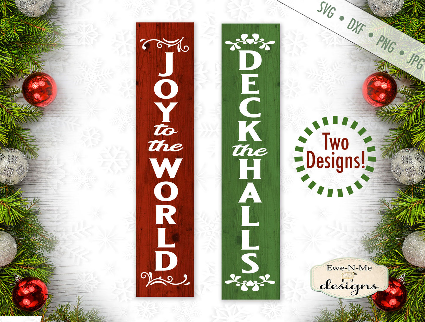 Joy To The World - Deck The Halls - Vertical Christmas - SVG