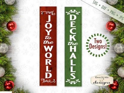 Joy To The World - Deck The Halls - Vertical Christmas - SVG