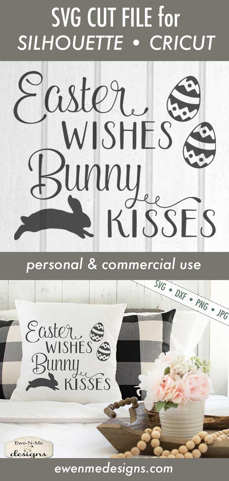 Easter Wishes - Bunny Kisses - SVG
