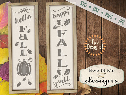 Hello Fall - Happy Fall Ya'll Vertical - SVG