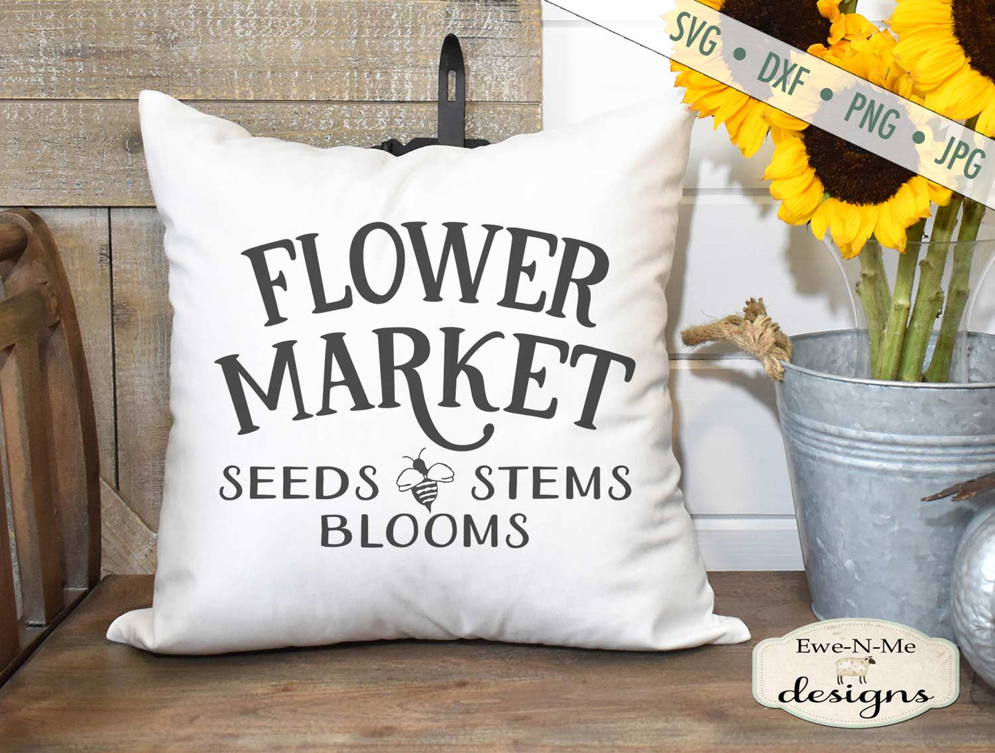 Flower Market - Seeds Stems Blooms - Bee - SVG