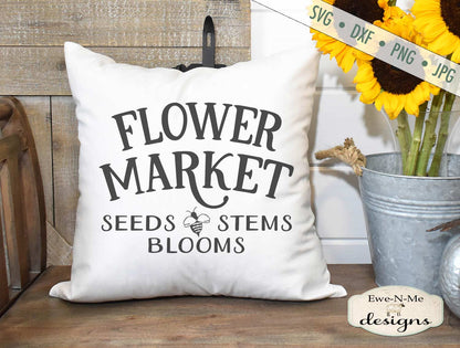 Flower Market - Seeds Stems Blooms - Bee - SVG