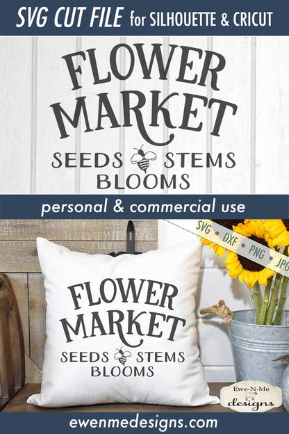 Flower Market - Seeds Stems Blooms - Bee - SVG