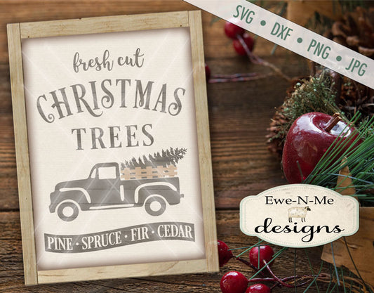 Fresh Cut Trees Old Truck Side Rails - SVG