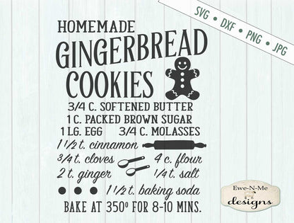 Gingerbread Cookie Recipe - Kitchen - SVG