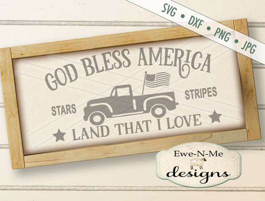 God Bless America Truck - SVG