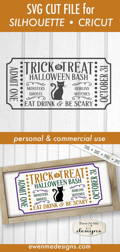 Halloween Ticket - Trick or Treat Bash - SVG