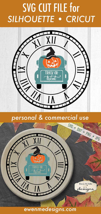 Halloween Clock Face - Trick or Treat Truck - SVG