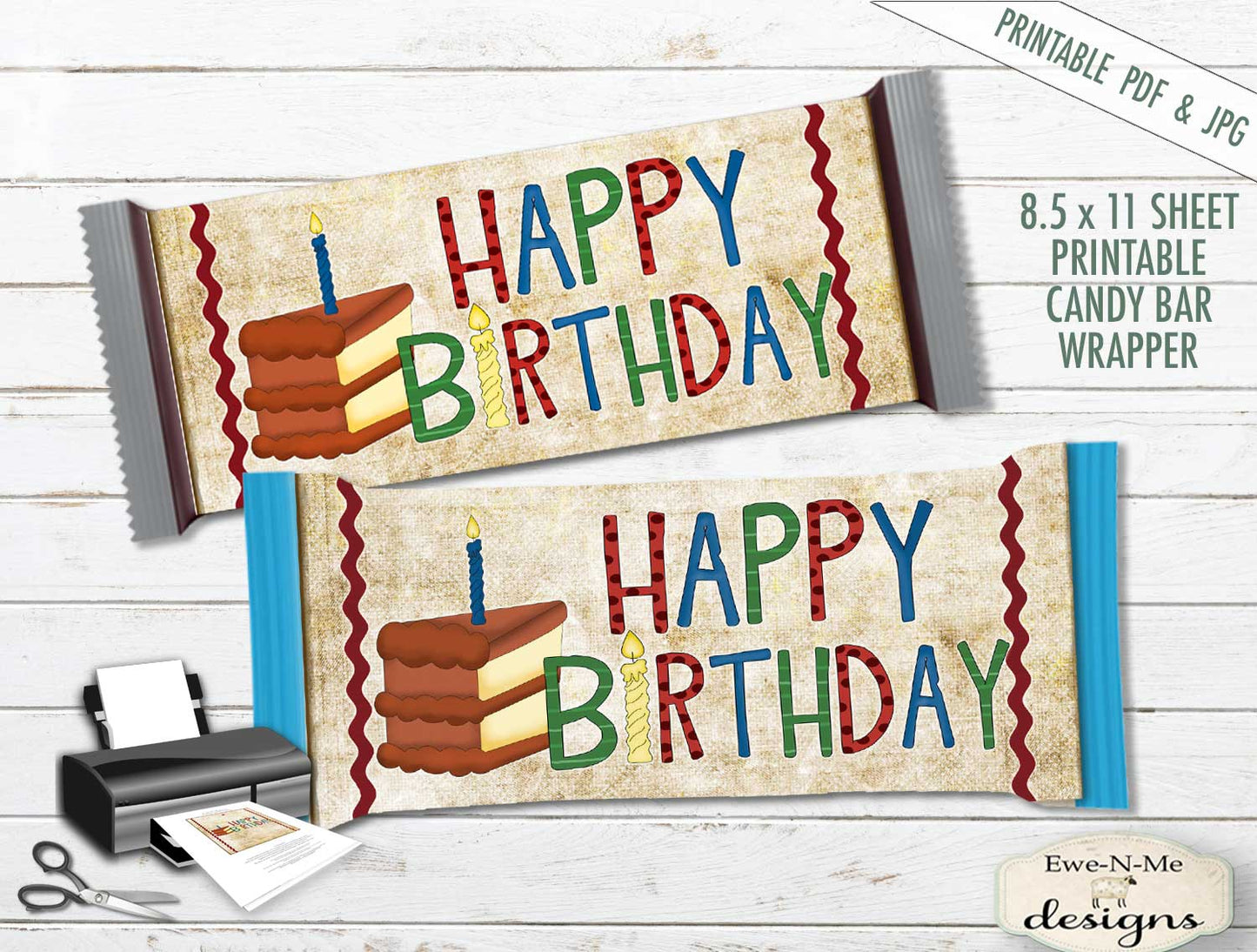Happy Birthday Hershey Wrapper - PRINTABLE